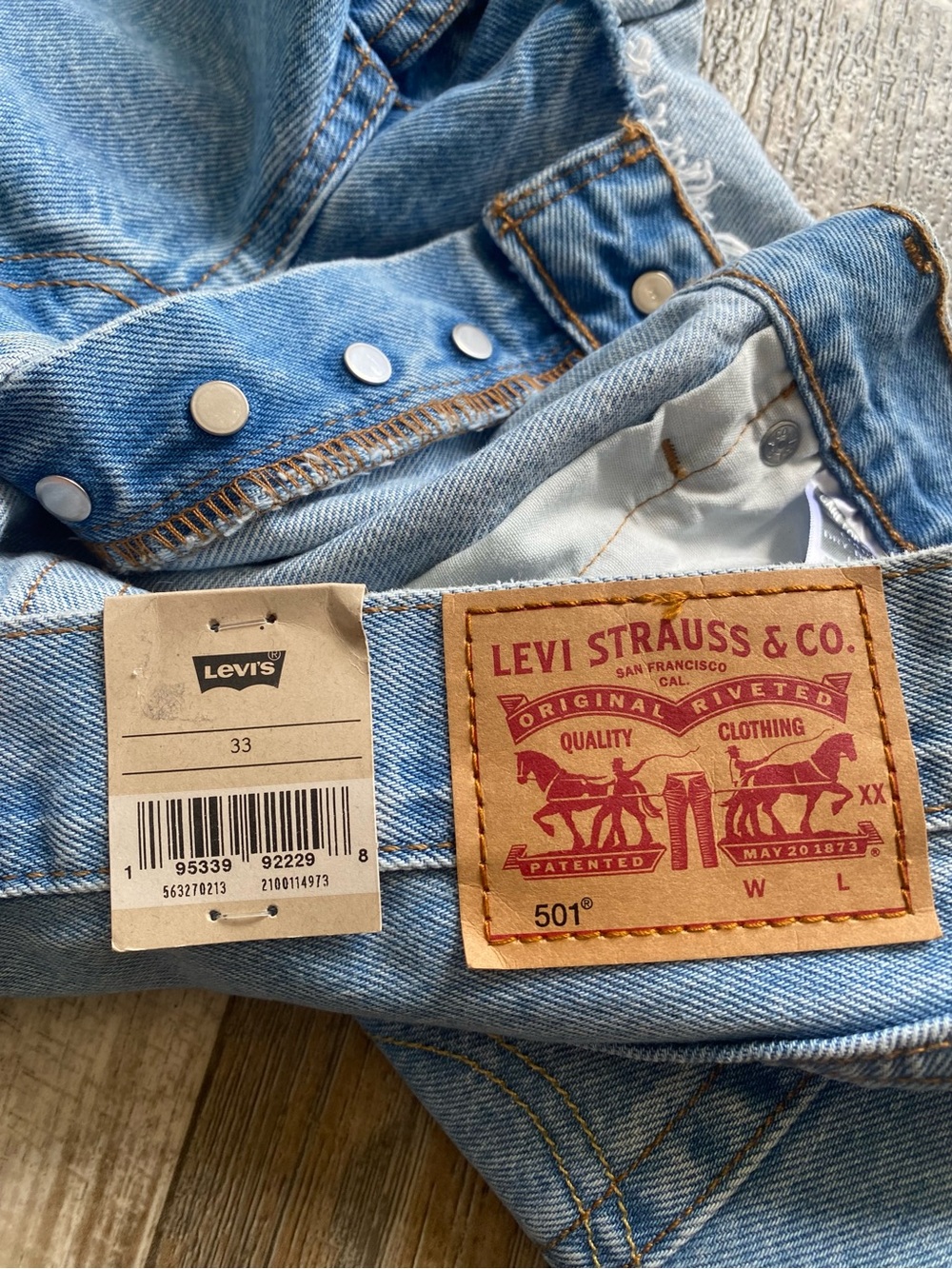 Levi's Light Blue Distressed Denim Cutoff Shorts - 501 - Picture 4 of 5